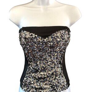 Y2k Bebe Sequin Corset Bustier Top Strapless Sweetheart Party Clubwear Small